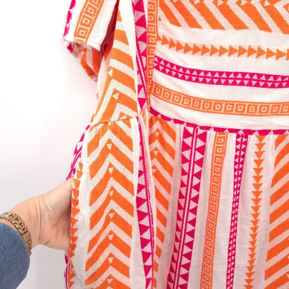 Old Navy Jacquard Mini Swing Dress Size 2X Aztec print orange pink Boho - Picture 4 of 7